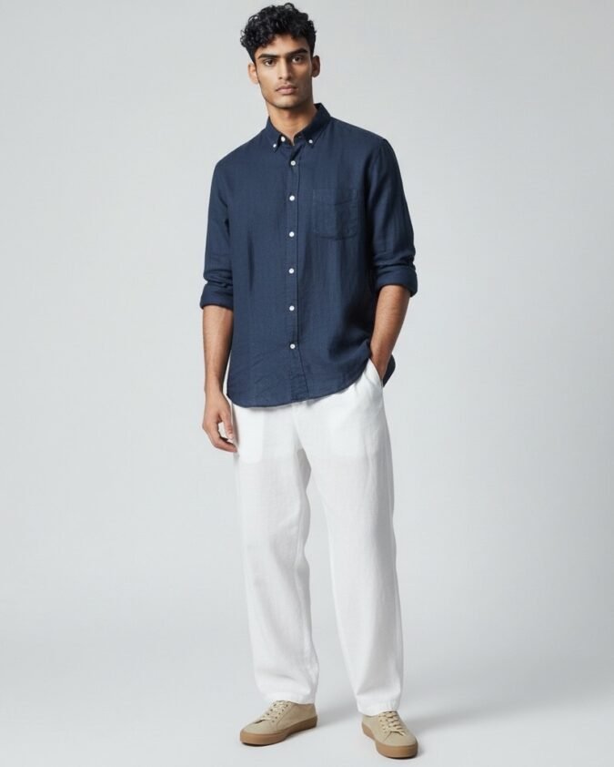 Men’s Classic Linen Office Wear Shirt-008