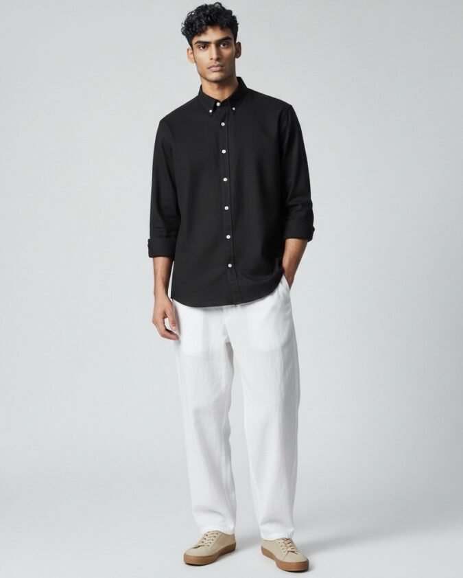 Men’s Classic Linen Office Wear Shirt-009