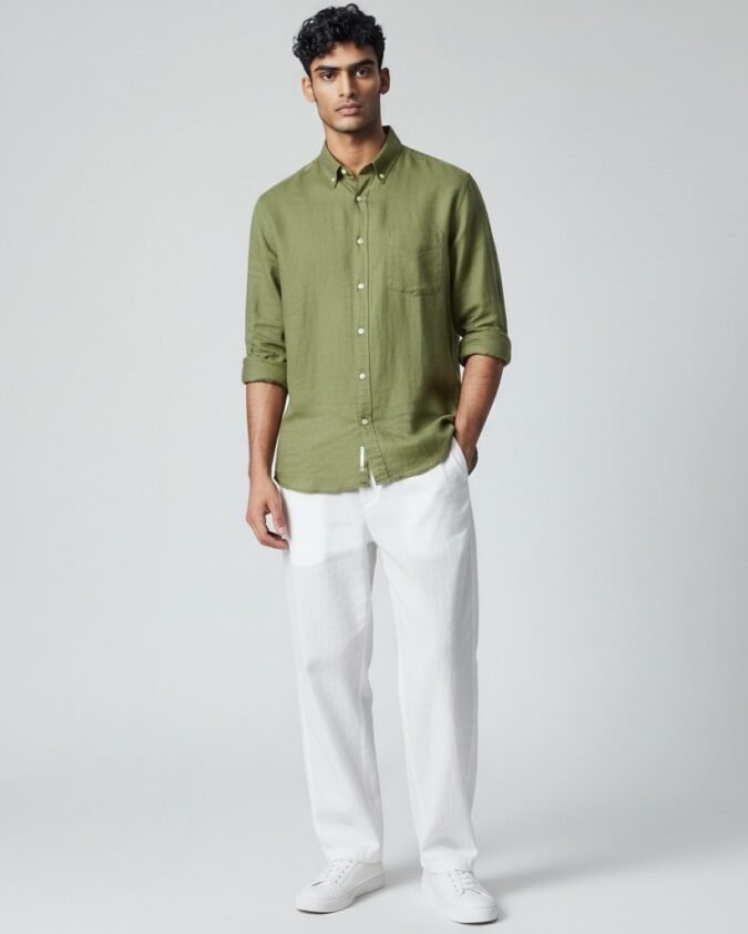 Men’s Classic Linen Office Wear Shirt-011